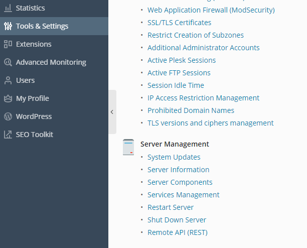 tools and settings system updates