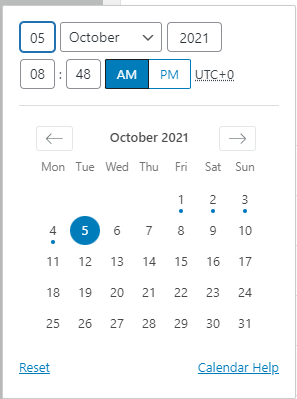 schedule a blog post on WordPress pick date