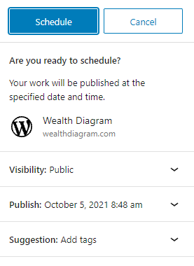 schedule a blog post on WordPress schedule second