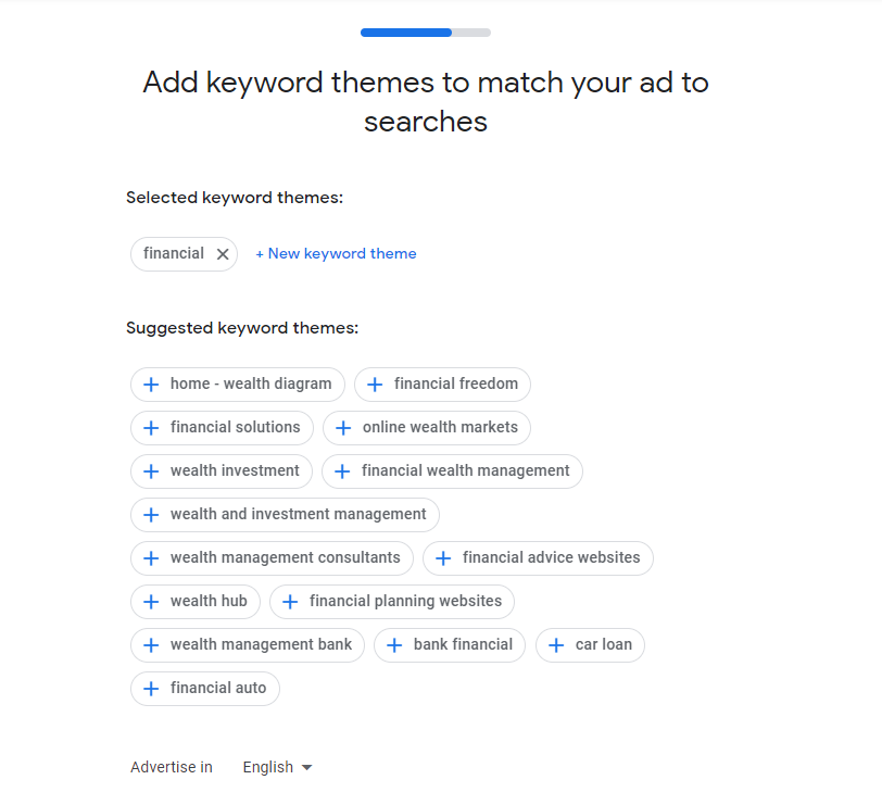 Add keyword Themes to match our ad to searches