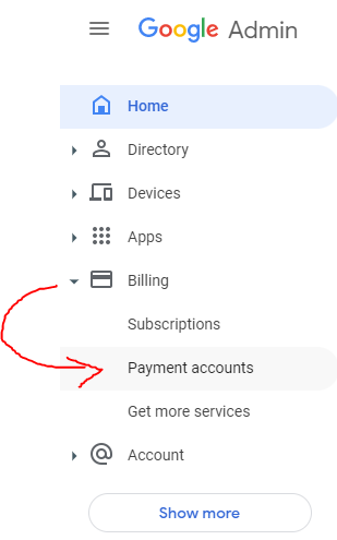 Billing Payment accounts