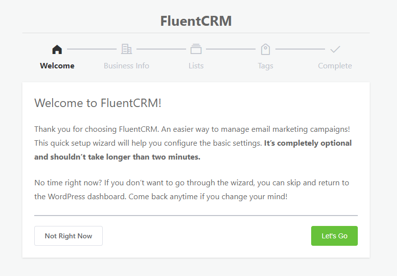 Fluent CRM welcome