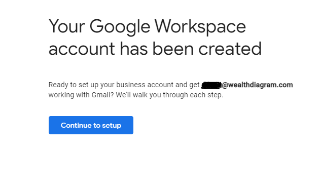 Google workspace account has been created