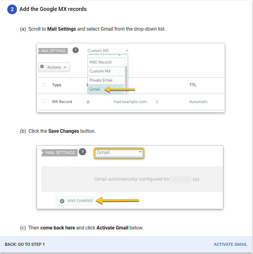 MX record step 2
