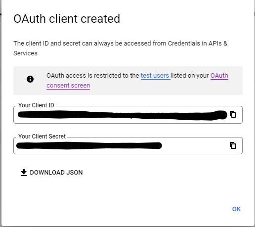 OAuth Client Created