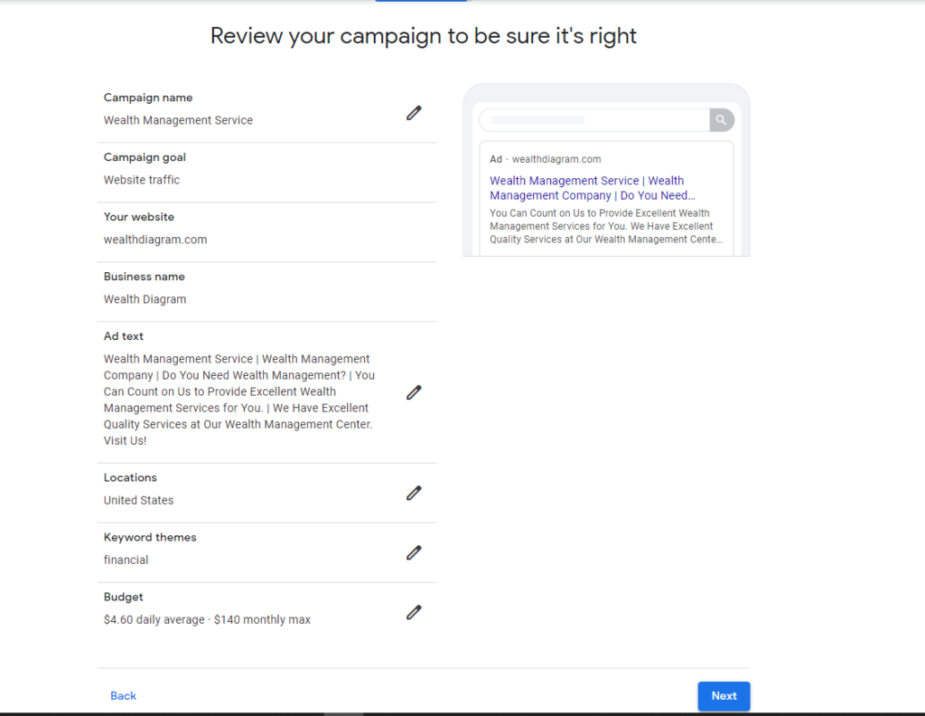 Review your campaign to be sure its right