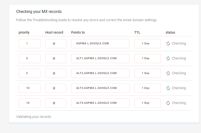 checking our mx records