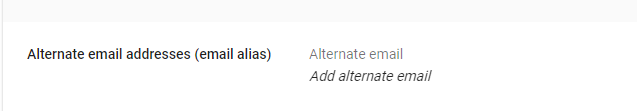 click on Alternate email addresses email alias