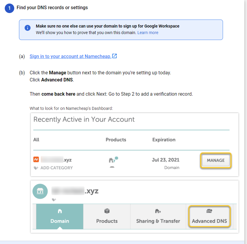 find your DNS record