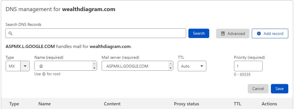 mx record for cloudflare example 1