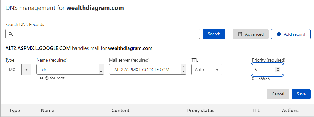 mx record for cloudflare example 3