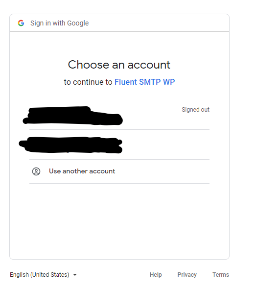 sign in with your google account