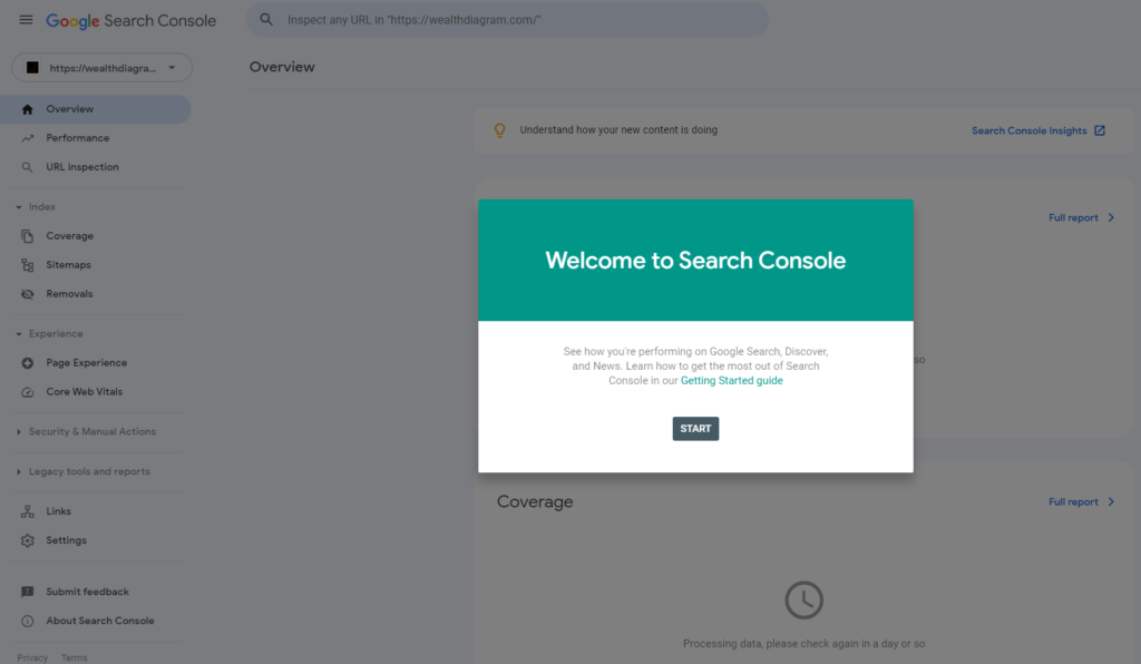 google search console welcome