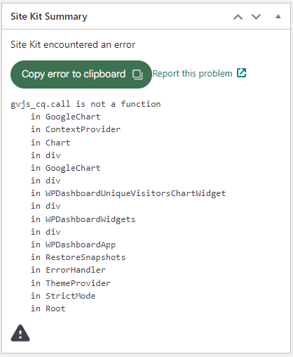 Site Kit encountered an error