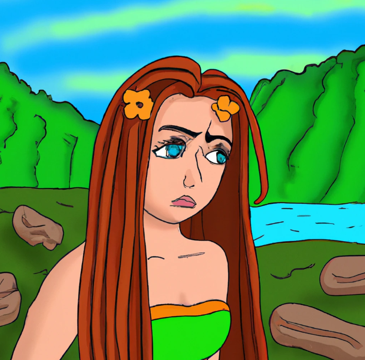 Affiliate marketing institute near me. A cute cartoon woman. She has long hair and make up. she is in a scenery of nature.