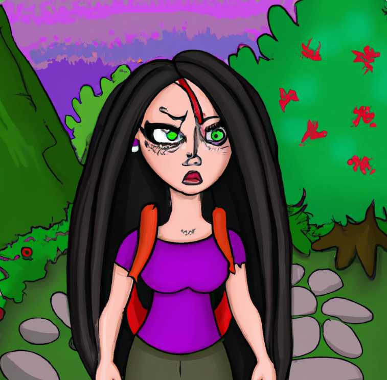 A cute but serious cartoon college student. She has long hair and make up. she is in a scenery of nature. She a backpack and you can see a laptop inside the backpack Are affiliate marketing course really worth it.