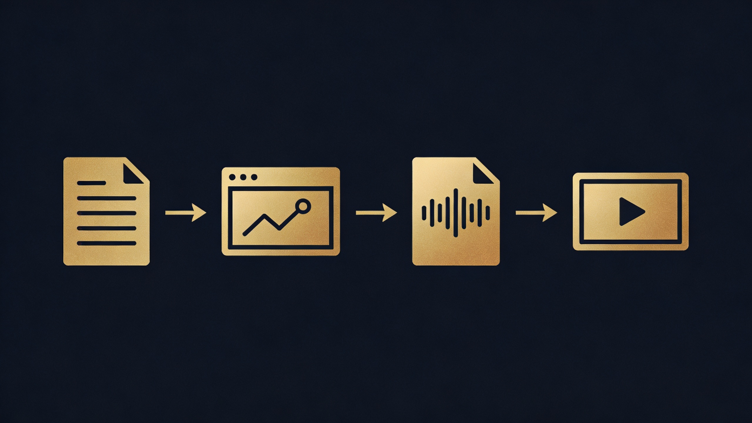 Script to slides to audio to video pipeline illustration