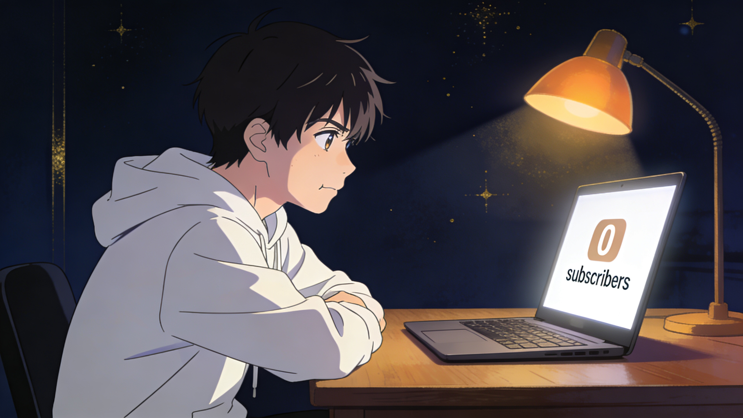 How I Started Building My Email List From Zero (And What I Wish I Knew First) 1 Anime character looking at laptop showing 0 subscribers