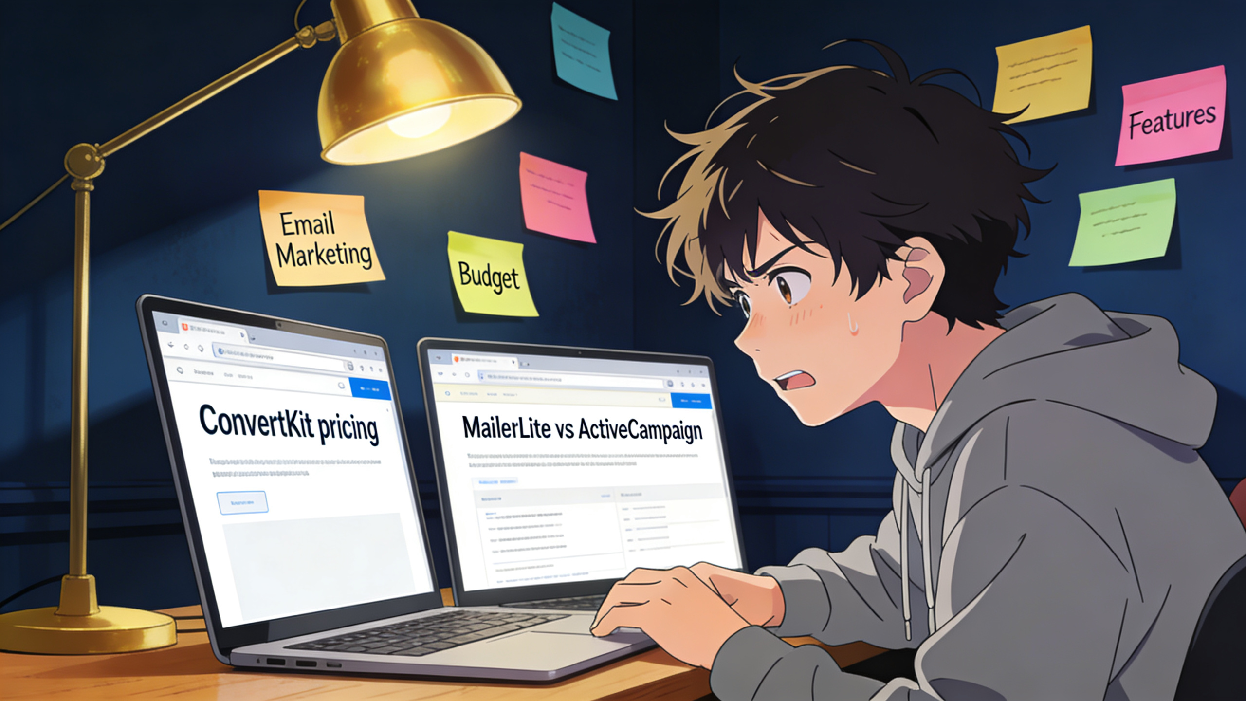 How I Started Building My Email List From Zero (And What I Wish I Knew First) 2 Anime character overwhelmed comparing email tools