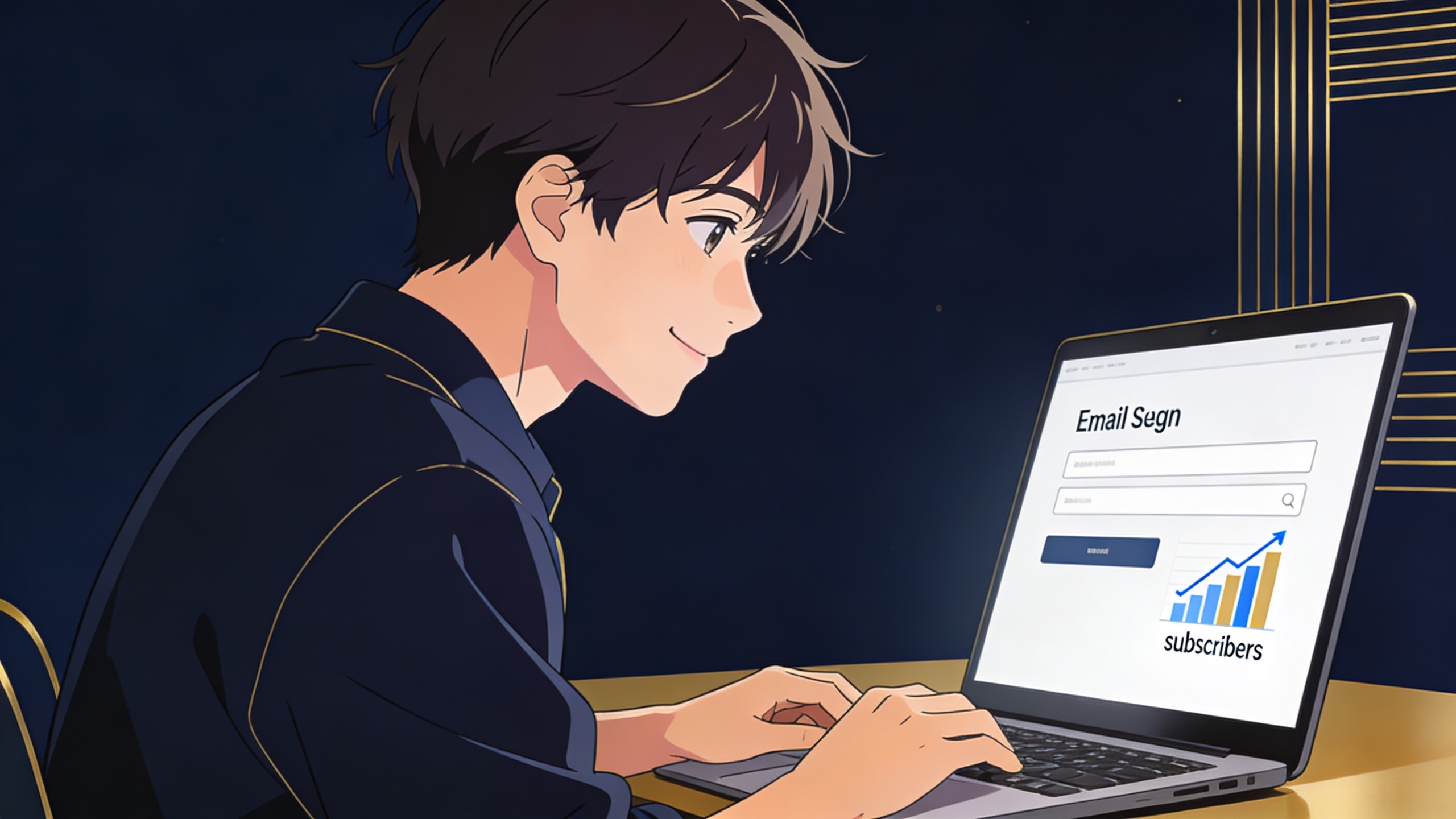 How I Started Building My Email List From Zero (And What I Wish I Knew First) 3 Anime character smiling at growing subscribers chart