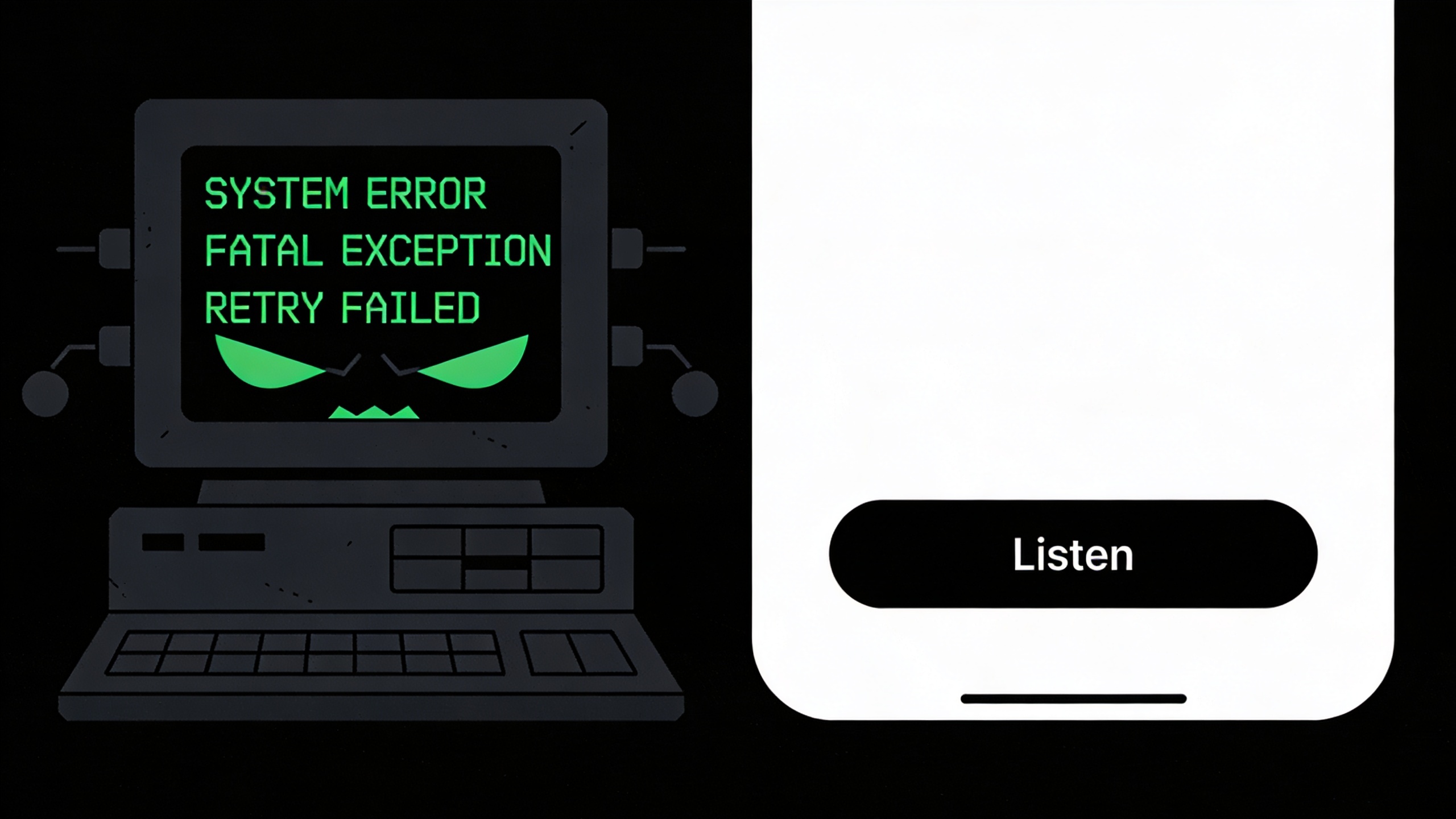 I Tried to Install Voice Typing on Linux. It Almost Broke Me. 2 Terminal chaos on the left vs simple Listen button on the right