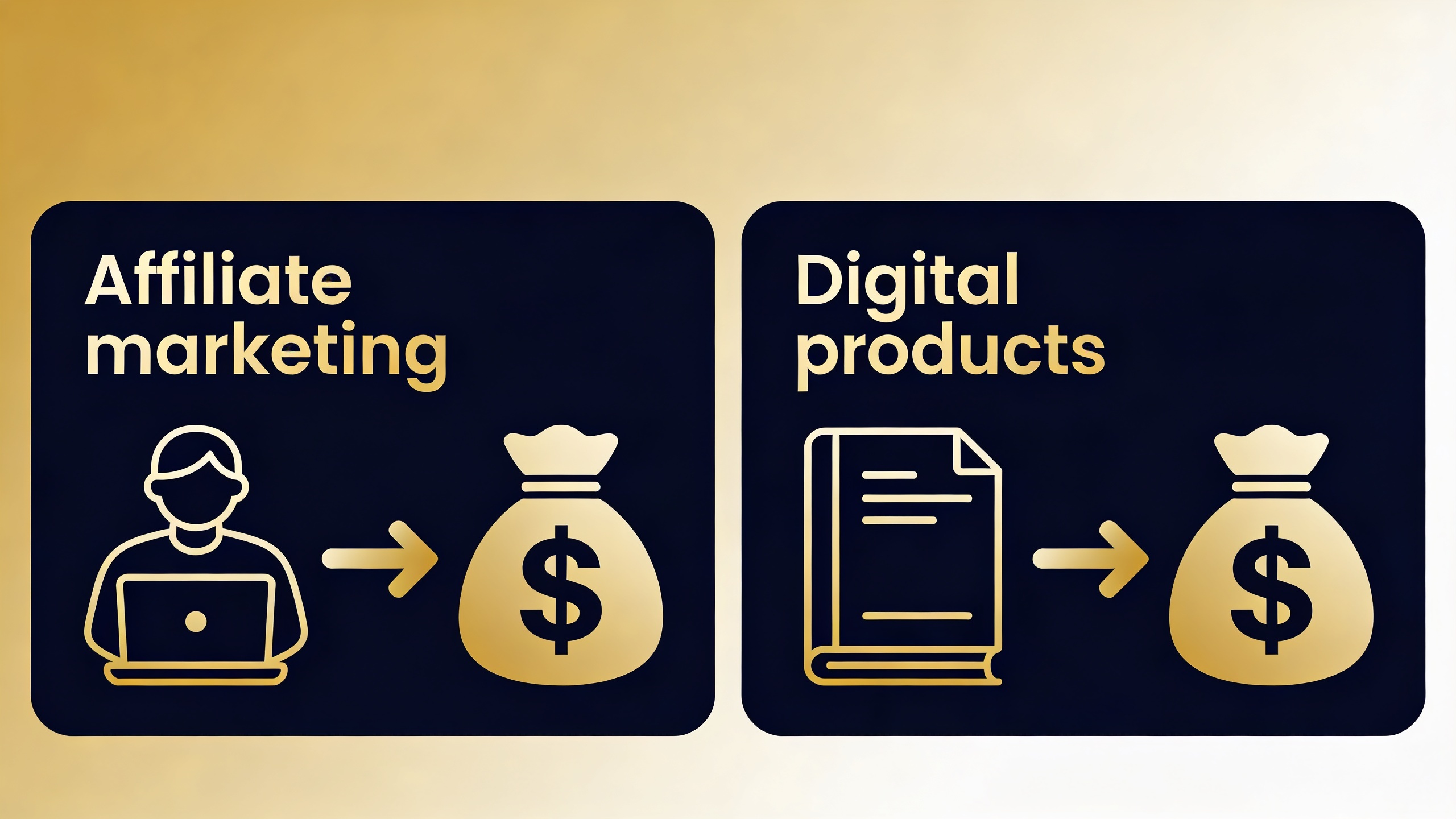 Affiliate marketing and digital products income streams infographic