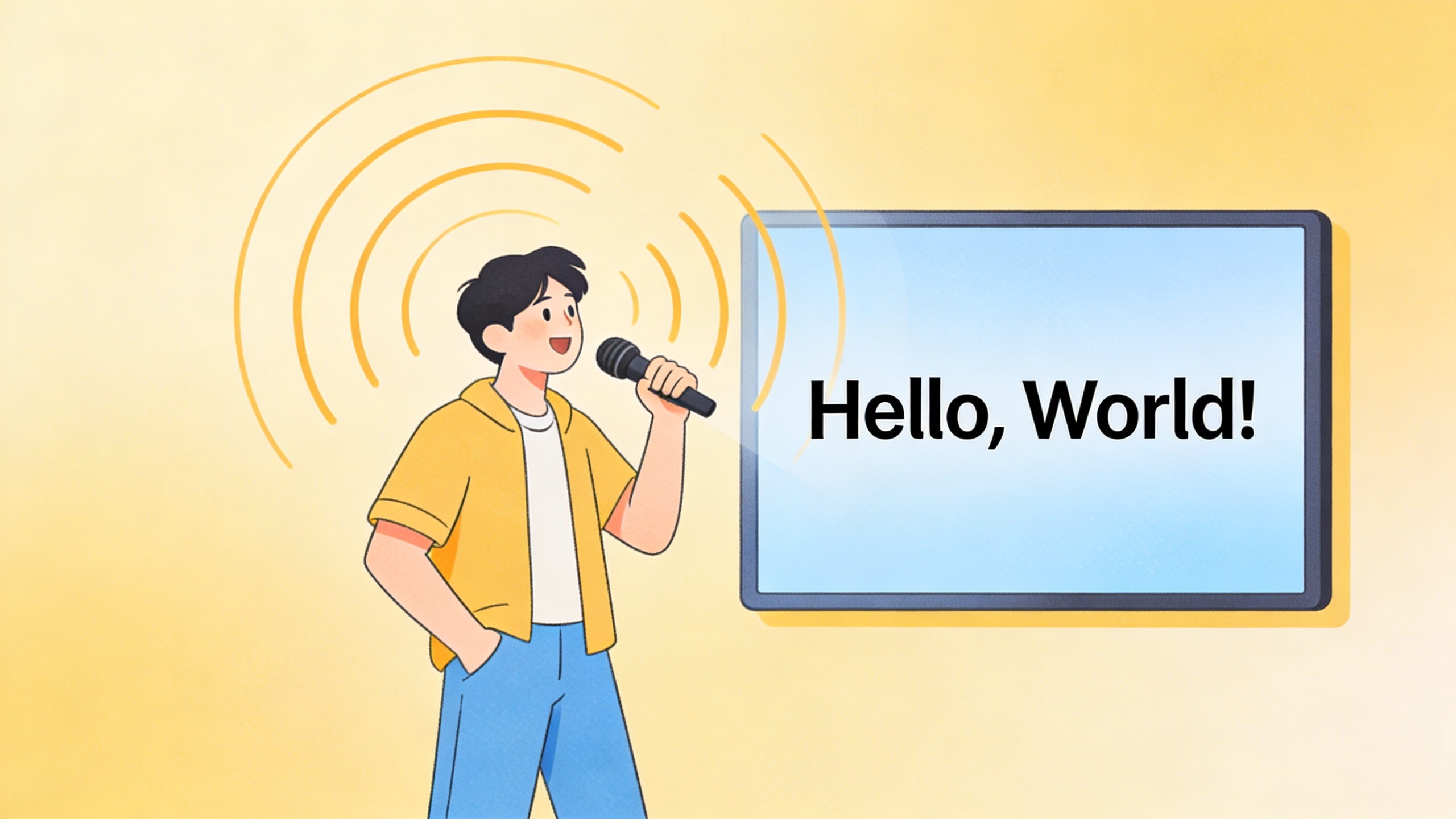 I Tried to Install Voice Typing on Linux. It Almost Broke Me. 3 Person speaking into microphone with words appearing on screen